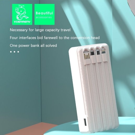 POWER BANK DENMEN DP20 20000mAh 2.1A LED power display Вбудовані кабелі