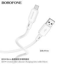 USB кабель BOROFONE BX94 Crystal color silicone charging data USB - micro USB
