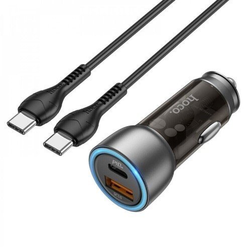 Автомобільний зарядний пристрій HOCO NZ8 TYPE-C PD 25W / USB QC 3.0 + КАБЕЛЬ TYPE-C - TYPE-C, КОРИЧНЕВИЙ