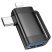 Адаптер HOCO UA31F OTG 2в1 Lightning / Type-C (папа) - USB (мама), чорний