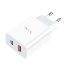 Мережевий зарядний пристрій HOCO C97A TYPE-C PD 20W + USB QC 3.0, БІЛИЙ