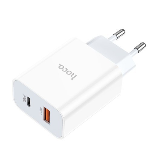 Мережевий зарядний пристрій HOCO C97A TYPE-C PD 20W + USB QC 3.0, БІЛИЙ