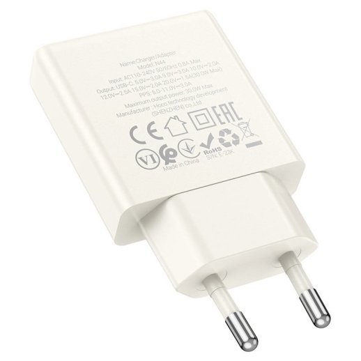 Мережевий зарядний пристрій HOCO N44 TYPE-C PD 30W, БІЛИЙ