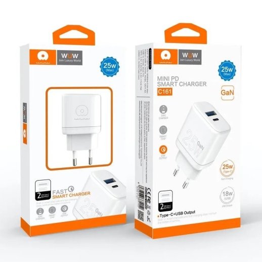 Мережевий зарядний пристрій WUW C161 GaN TYPE-C PD 25W | USB