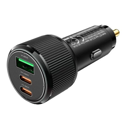Автомобільний зарядний пристрій HOCO NZ17 Avant-garde 75W 2 TYPE-C PD 25W + 1 USB QC 3.0 18W, ЧОРНИЙ