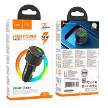 Автомобільний зарядний пристрій HOCO NZ17 Avant-garde 75W 2 TYPE-C PD 25W + 1 USB QC 3.0 18W, ЧОРНИЙ