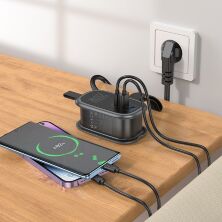Сетевой удлинитель Hoco NS7 PD20W (2USB/1Type-C/1xSocket) 1м (черный)