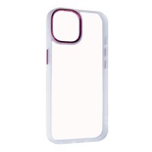 Чохол Transparent Metal Buttons для Apple iPhone 14 Plus White and Pink