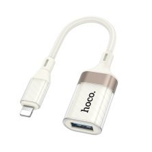 Адаптер HOCO UA39 Crystal (Lightning - USB-A), OTG, прозорий корпус, абрикосовий