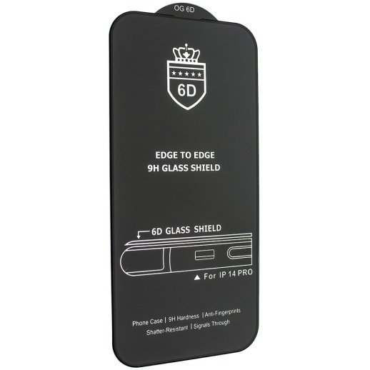 Захисне скло 6D для APPLE iPhone 14 PRO | 15 | 16 ЧОРНИЙ