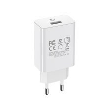 Мережевий зарядний пристрій BOROFONE BA21A Long journey single port QC3.0 charger, БІЛИЙ
