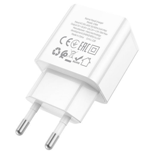 Мережевий зарядний пристрій HOCO C98A USB QC3.0, білий