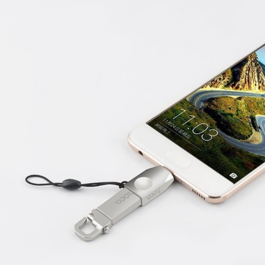 OTG-адаптер HOCO UA9 USB Type-C (штекер) на USB-A (гніздо), PEARL NIKEL