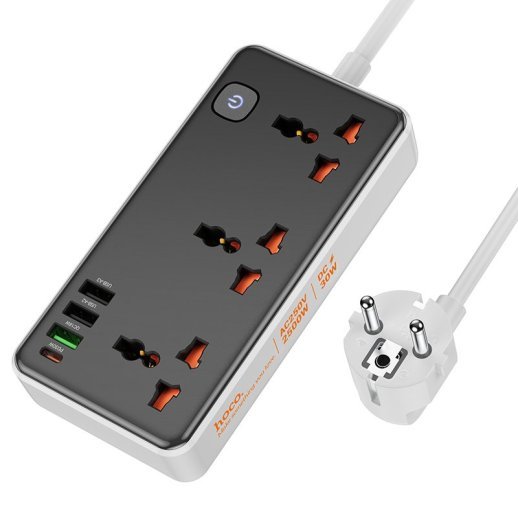 Сетевой удлинитель Hoco AC8A (3USB/1Type-C/3xSocket) (черный)