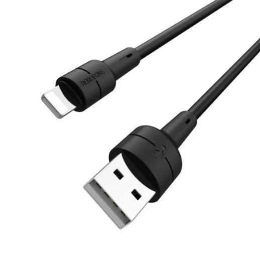 USB кабель BOROFONE BX30 USB - Lightning Silicone, 1 метр, чорний