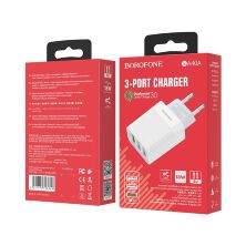 Мережевий зарядний пристрій BOROFONE BA40A Speedway three-Port QC3.0 charger(EU)