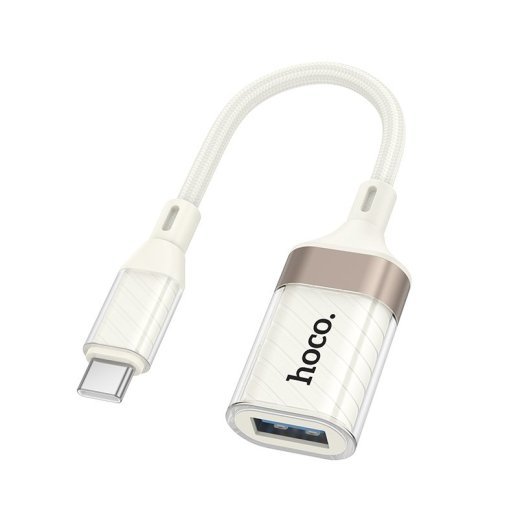 Адаптер HOCO UA39A Crystal (Type-C - USB-A 3.0), OTG, прозорий корпус, абрикосовий