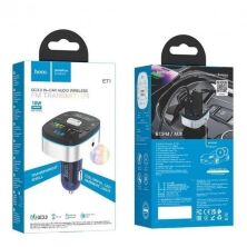 FM трансмиттер HOCO E71 Bluetooth с быстрой зарядкой USB QC3.0 18W + USB FLASH с громкой связью СИНИЙ