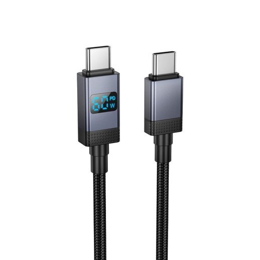 USB-C кабель HOCO X118 Type-C - Type-C, 1 м, з дисплеєм, чорний