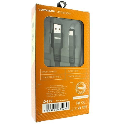 Кабель USB Denmen D47T USB - Type-C (2,4A) ТКАНИНОВА ОПЛЕТКА