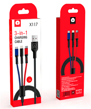 Кабель USB WUW X117 2,4A 3в1 (55)