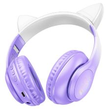 Бездротові повнорозмірні навушники HOCO W42 Cat Ear, Purple Grape