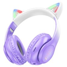Бездротові повнорозмірні навушники HOCO W42 Cat Ear, Purple Grape