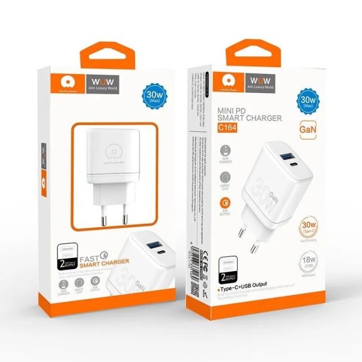 Мережевий зарядний пристрій WUW C164 GaN TYPE-C PD 30W | USB