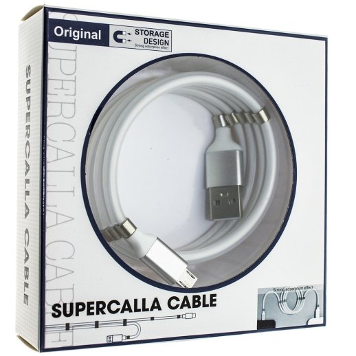 Кабель USB SUPERCALLA USB - micro USB 10 магнітів БІЛИЙ