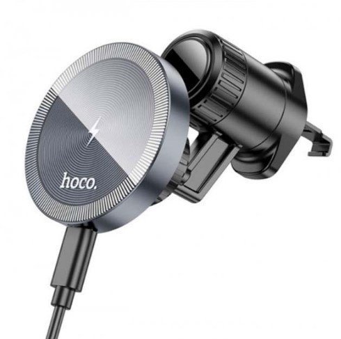 Автомобільний тримач HOCO HW6 бездротова зарядка сірий