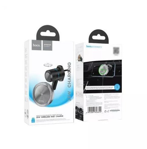 Автомобільний тримач HOCO HW6 бездротова зарядка сірий