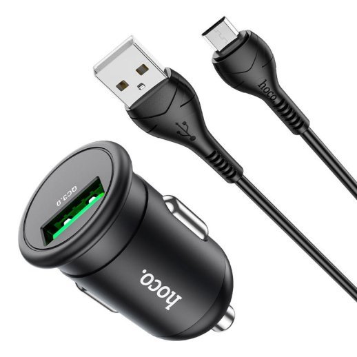 АЗУ HOCO Z43 QC3.0 (1USB/18W) + USB - MicroUSB (черный)