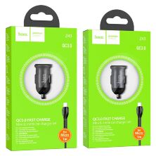 АЗУ HOCO Z43 QC3.0 (1USB/18W) + USB - MicroUSB (черный)