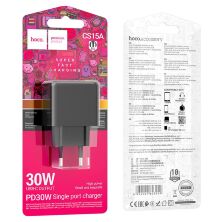 Мережевий зарядний пристрій HOCO CS15A PD 30W TYPE-C ЧОРНИЙ