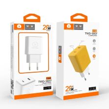 Мережевий зарядний пристрій WUW C189 TYPE-C + USB PD 20W БІЛИЙ