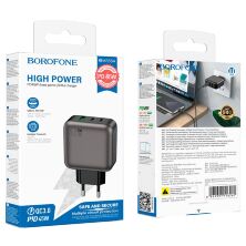 Мережевий зарядний пристрій BOROFONE BAS56A 2 TYPE-C PD 45W + USB QC3.0, чорний