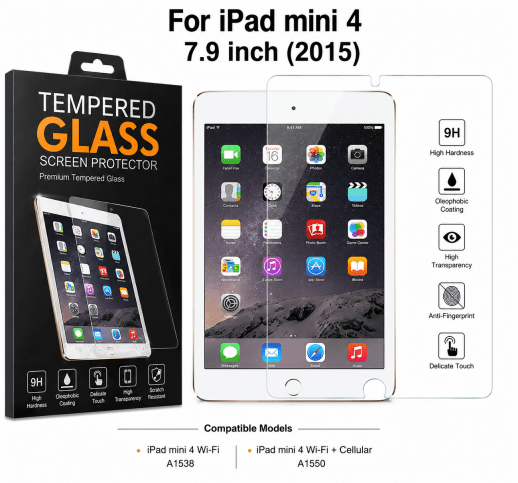 Захисне скло ДЛЯ ПЛАНШЕТУ IPAD MINI 4 7,9" (2015) тех.пак.