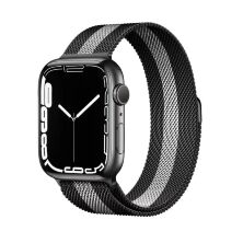 Ремінець металевий для годинника APPLE WATCH 38MM / 40MM / 41MM Milanese Loop BLACK-WHITE_LINE