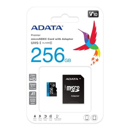 Карта пам'яті micro 256Gb A-DATA Premier Class 10 SDHC (UHS-1) (R-100Mb/s) (adapter SD)
