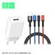 Мережевий зарядний пристрій DENMEN DC01E 2.4A 3В1 1USB + USB Lightning | Micro | Type-C БІЛИЙ