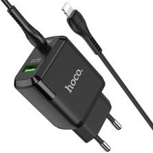 Мережевий зарядний пристрій HOCO N5 TYPE-C PD 20W + USB QC 3.0 + КАБЕЛЬ Type-C - Lightning