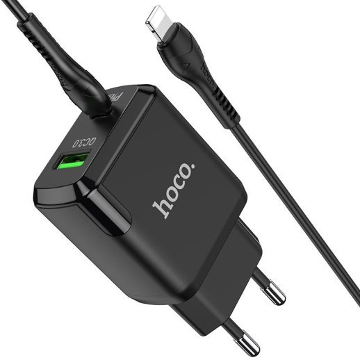 Мережевий зарядний пристрій HOCO N5 TYPE-C PD 20W + USB QC 3.0 + КАБЕЛЬ Type-C - Lightning