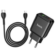 Мережевий зарядний пристрій HOCO N5 TYPE-C PD 20W + USB QC 3.0 + КАБЕЛЬ Type-C - Lightning