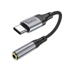 Перехідник HOCO LS36 зовнішня звукова карта TYPE-C - jack 3.5мм, 12 см, чорний