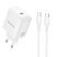 Мережевий зарядний пристрій BOROFONE BN33 PD 40W USB-C із кабелем Type-C - Type-C, білий