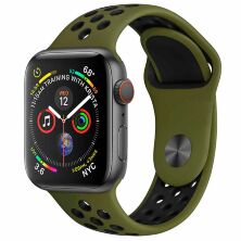 Ремінець силіконовий NIKE для Apple Watch 42 44 | 45 мм LARGE SIZE 30_KHAKI-BLACK