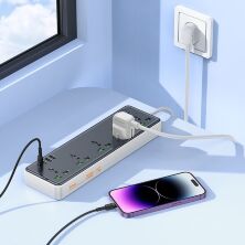 Сетевой удлинитель Hoco AC13A (3USB/1Type-C/5xSocket) (черный)