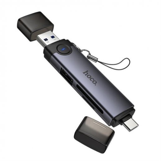 Картридер HOCO HB56 (USB/Type-C) 3in1 (серый)