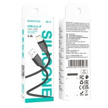 USB кабель BOROFONE BX99 Method USB - Lightning silicone, ЧОРНИЙ