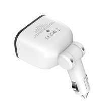 Автомобільний зарядний пристрій HOCO Z28 з двума роз'ємами прикурювача + 2 USB 3.1A, білий